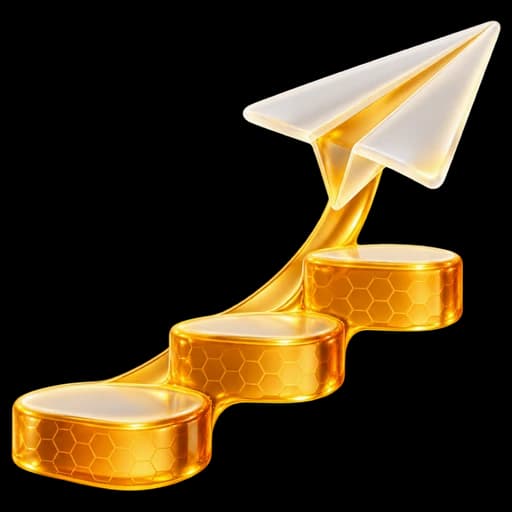 A paper plane rising up honey steps